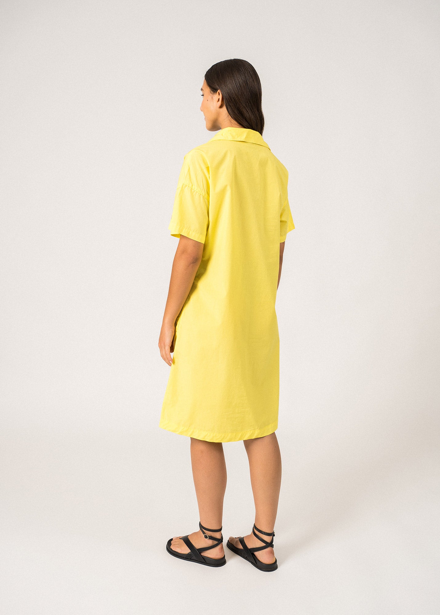 Stylish CORALIE Oversized Shirt Dress with 3/4 Sleeve | 100% Lightweight Cotton | Women's Casual Yellow Dress for Spring & Summer | Perfect for Beach, Office & Everyday Wear