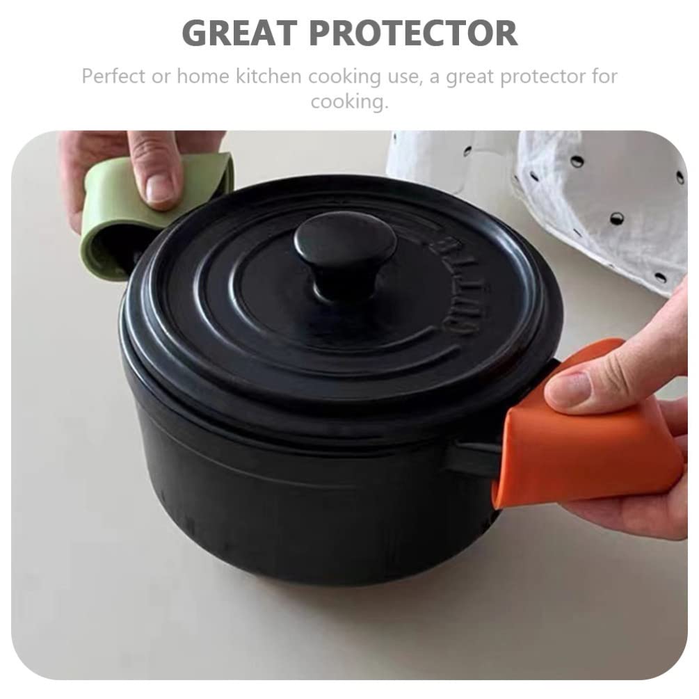 Silicone Pot Lid Knobs & Heat Resistant Oven Mitts - 1 Pair Orange Kitchen Potholders for Cooking, Baking, Grilling - Non-Slip Grip, Burn Protection for Stovetop, Oven & BBQ Use