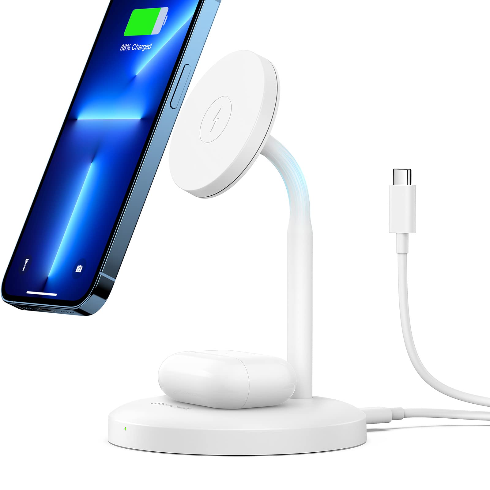 Syncwire 2-in-1 Magnetic Wireless Charging Stand with Free Rotation - Fast Charging Station Compatible with iPhone 16/15/14/13/12 Pro Max/Pro/Mini/Plus & AirPods - Perfect for Home, Office & Travel