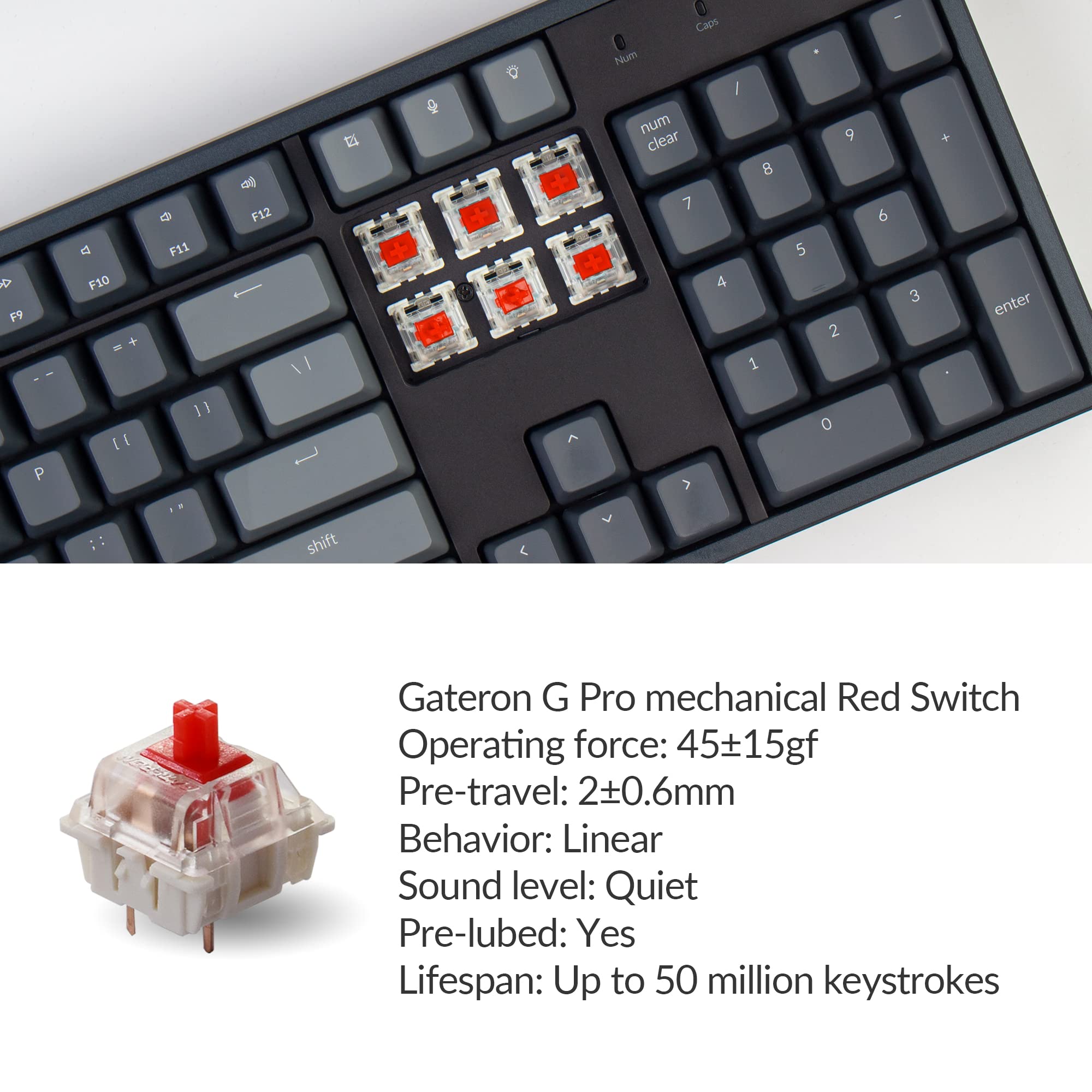Keychron K10 Full Size 104-Key Bluetooth Wireless & USB Wired Mechanical Keyboard for Mac/Windows - Gateron G Pro Red Switches, RGB Backlight, Aluminum Frame - Perfect for Gaming, Coding & Office Work