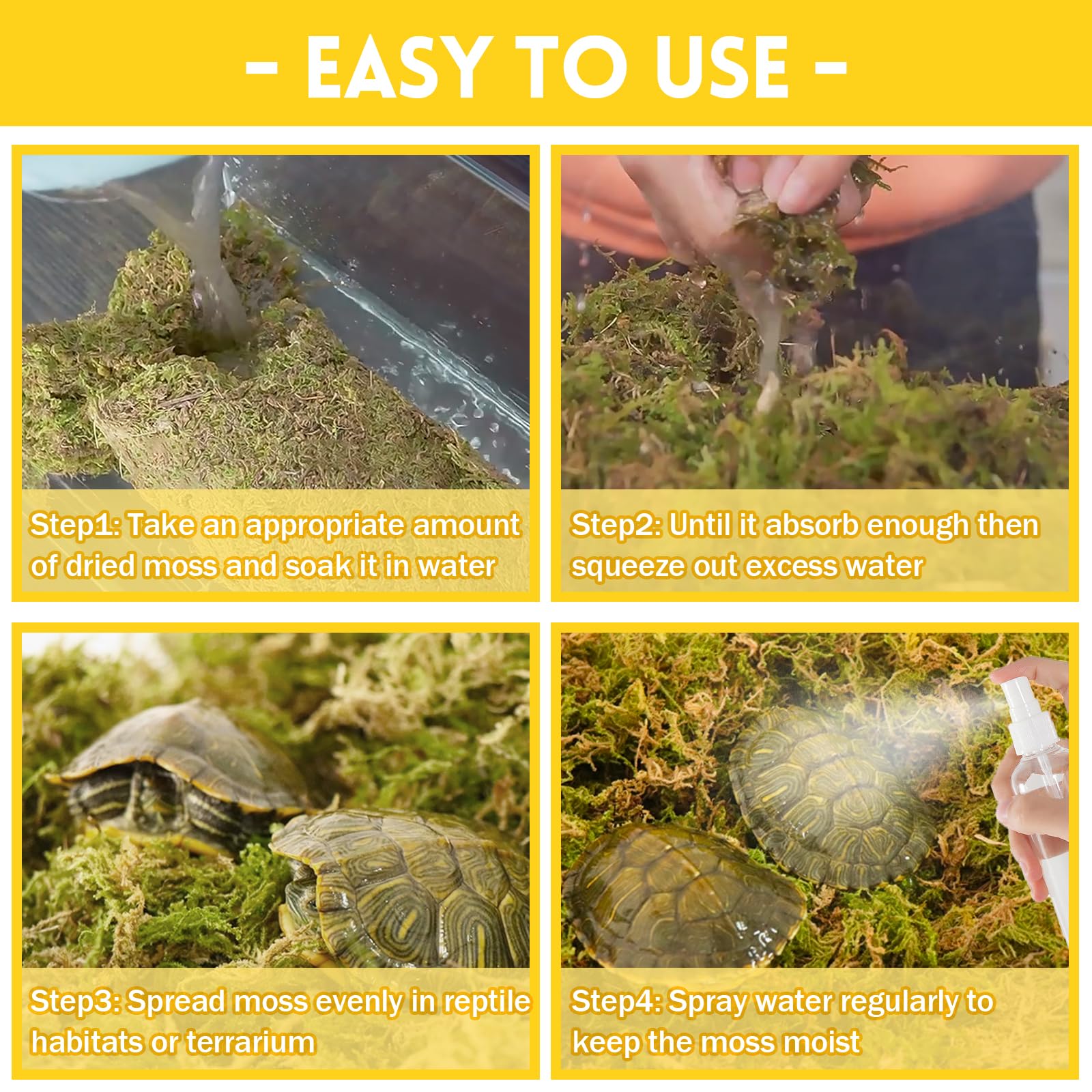 Premium 2.6LB Sphagnum Moss for Reptiles - 100QT Natural Live Moss Terrarium Bedding for Snakes, Geckos, Turtles & Frogs | Ideal for Reptile Habitat, Egg Hatching & Forest Terrarium Decor