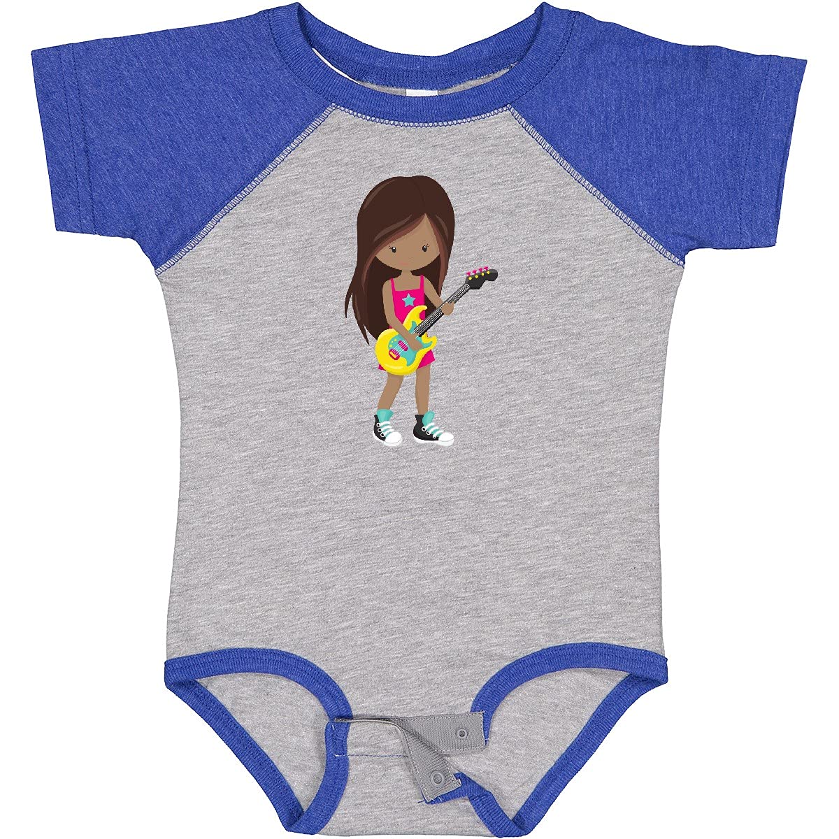 Inktastic African American Girl Rock Guitar Player Baby Bodysuit - Cute Music-Themed Onesie for Infants & Toddlers - Perfect for Concerts, Birthday Gifts & Rocker Family Photos