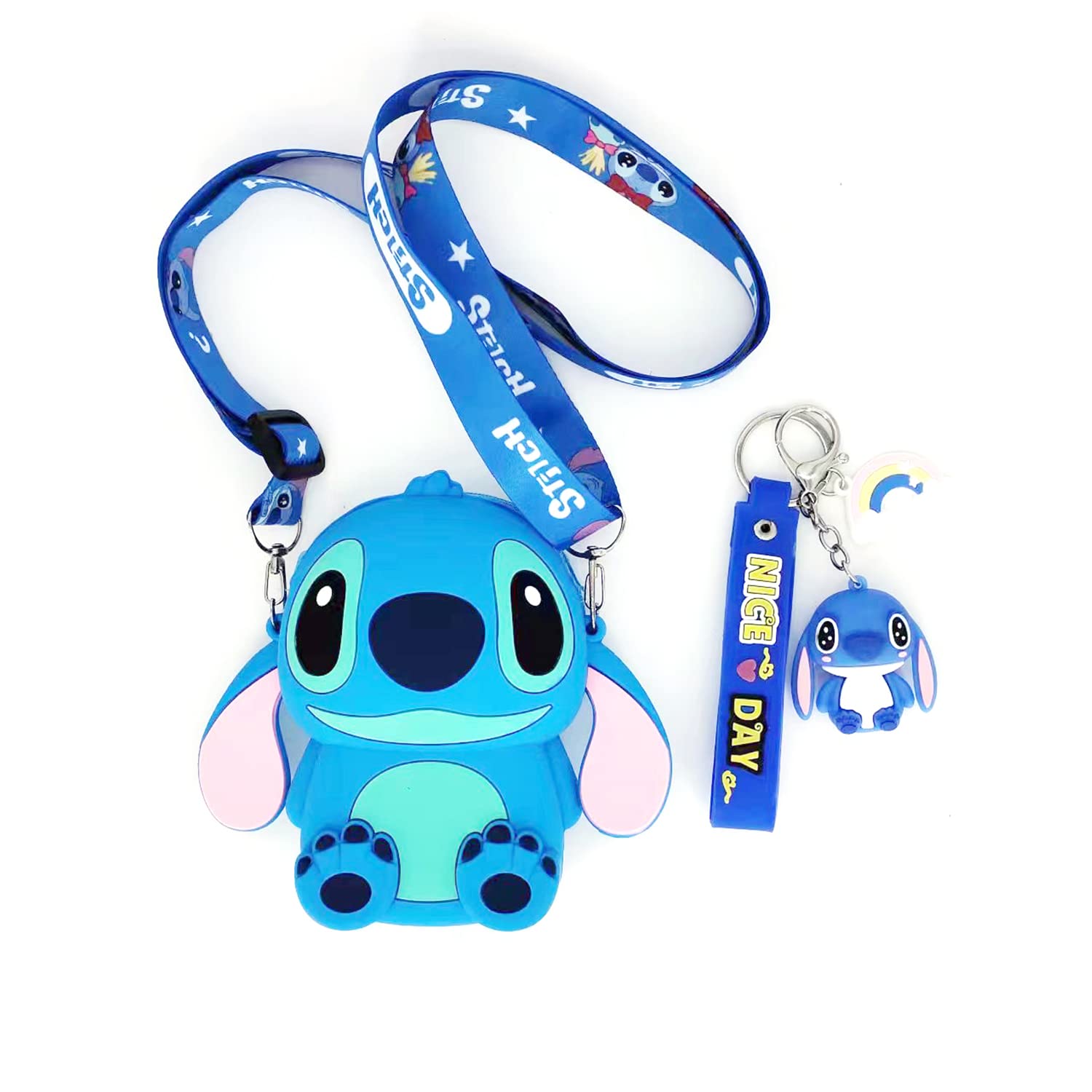 MOBRWUVS Stitch Shoulder Crossbody Bag - Mini Coin Purse & Small Satchel Cartoon Silicone Bag for Kids, Girls & Boys - Perfect Gift for Birthdays & Travel (Blue) - Ideal for School, Shopping & Disney Trips