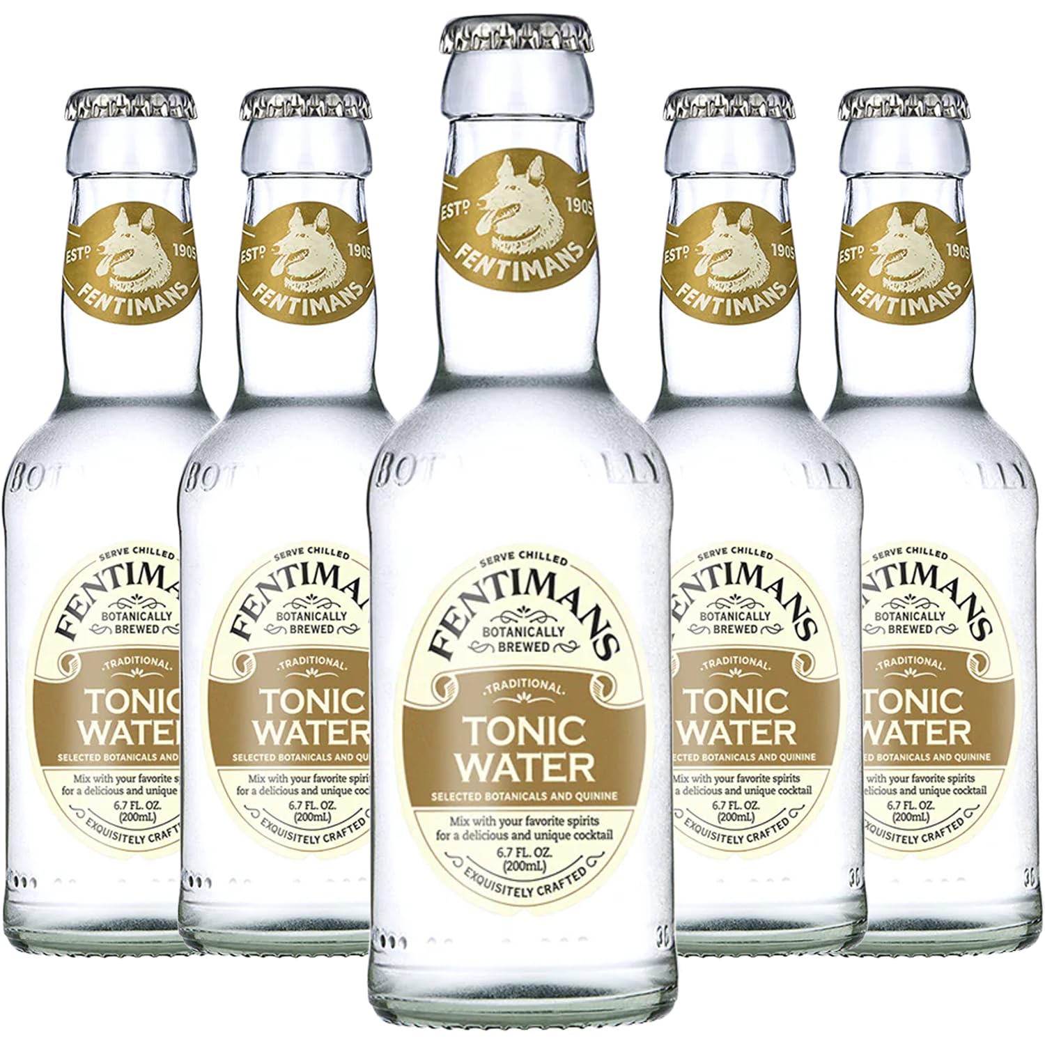 Fentimans Botanically Brewed Natural Tonic Water - Premium Mixer for Cocktails, Mocktails & Refreshing Beverages (6.7 fl oz Bottles, Pack of 12) - Perfect for Gin & Tonic, Vodka Mixers, Party Drinks & Home Bar Essentials