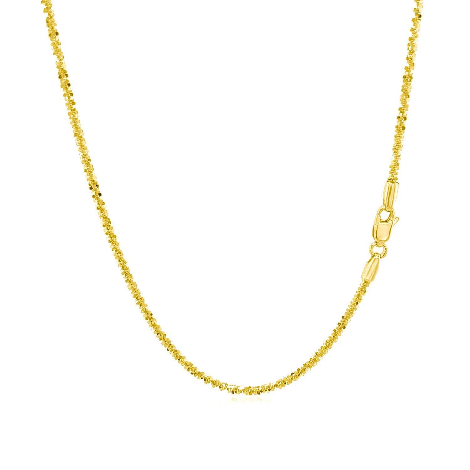 14K Yellow Gold Sparkle Chain Necklace - 1.5mm Dainty Delicate Link Chain for Women - Perfect for Layering, Gifts & Everyday Elegance