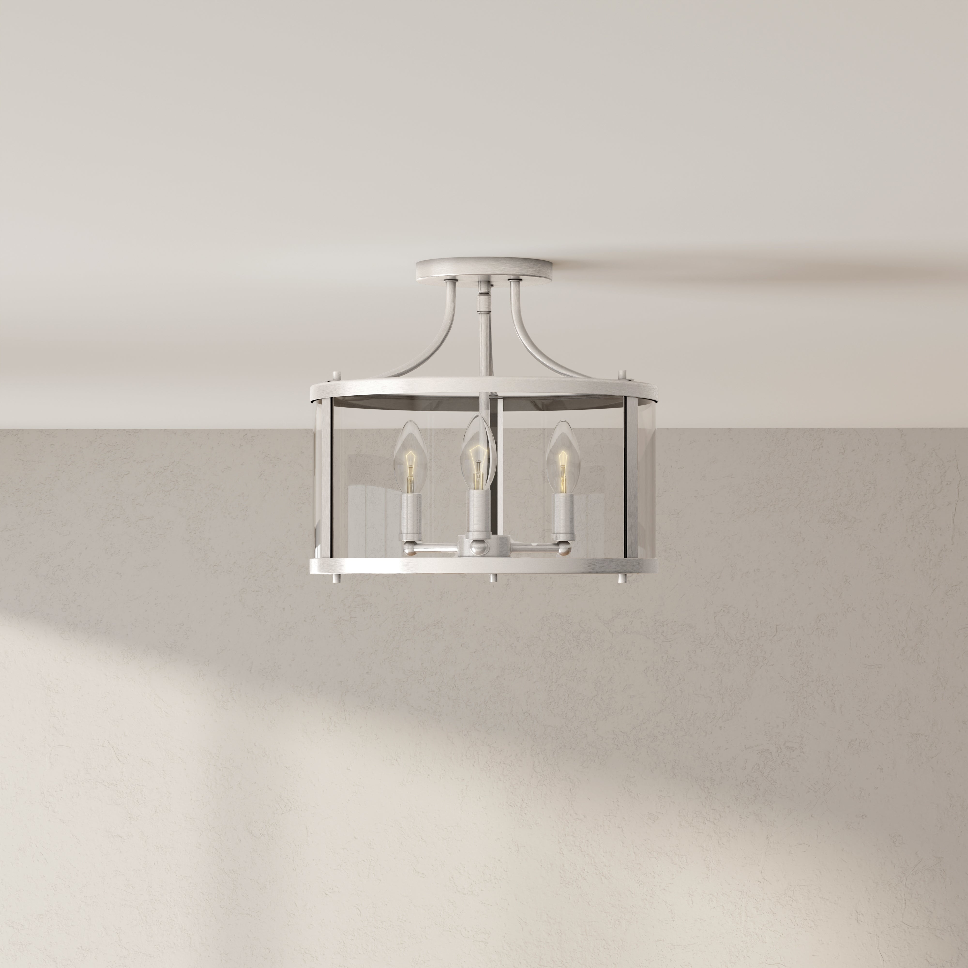 Gilliam Collection 13 Inch 3-Light Semi Flush Mount Ceiling Light Fixture - Perfect for Bedroom, Dining Room, and Hallway Lighting