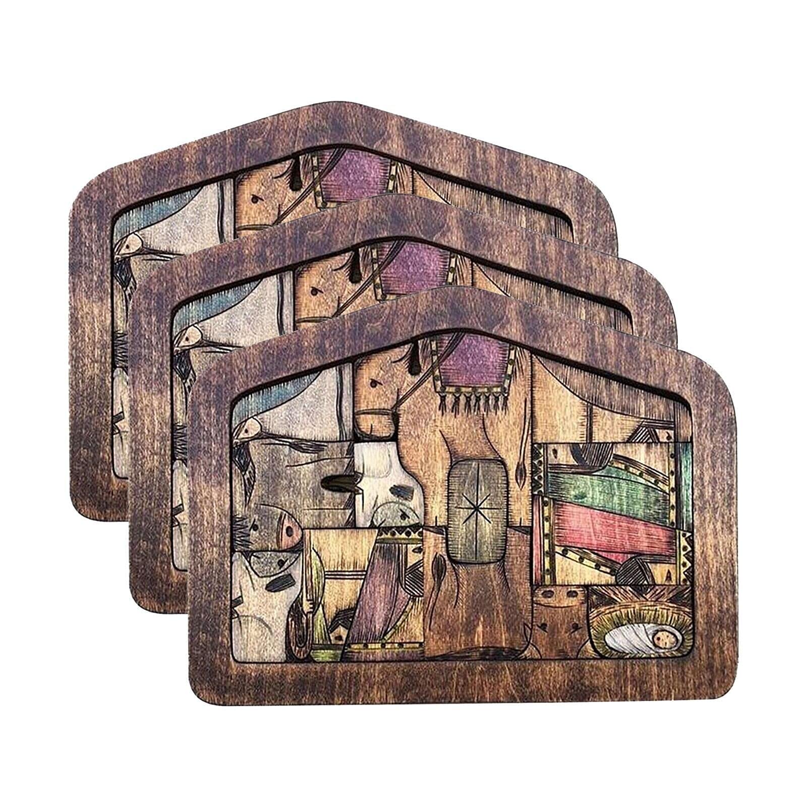 3PCS Nativity Puzzle Set with Wood Burned Design - Jesus Puzzle Statue Jigsaw Game for Kids, Christmas Gift & Tabletop Decor - Perfect for Holiday Family Activities, Sunday School Lessons & Birthday Presents