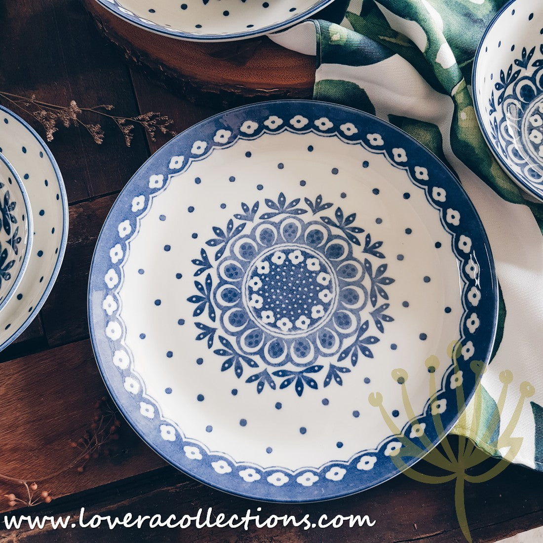 Awasaka Japan Blue and White Polka Dot Dessert Plates Set - 3 Piece Ceramic Bowls for Desserts, Snacks, Condiments | Elegant Tea Party, Japanese Dining, Home Decor