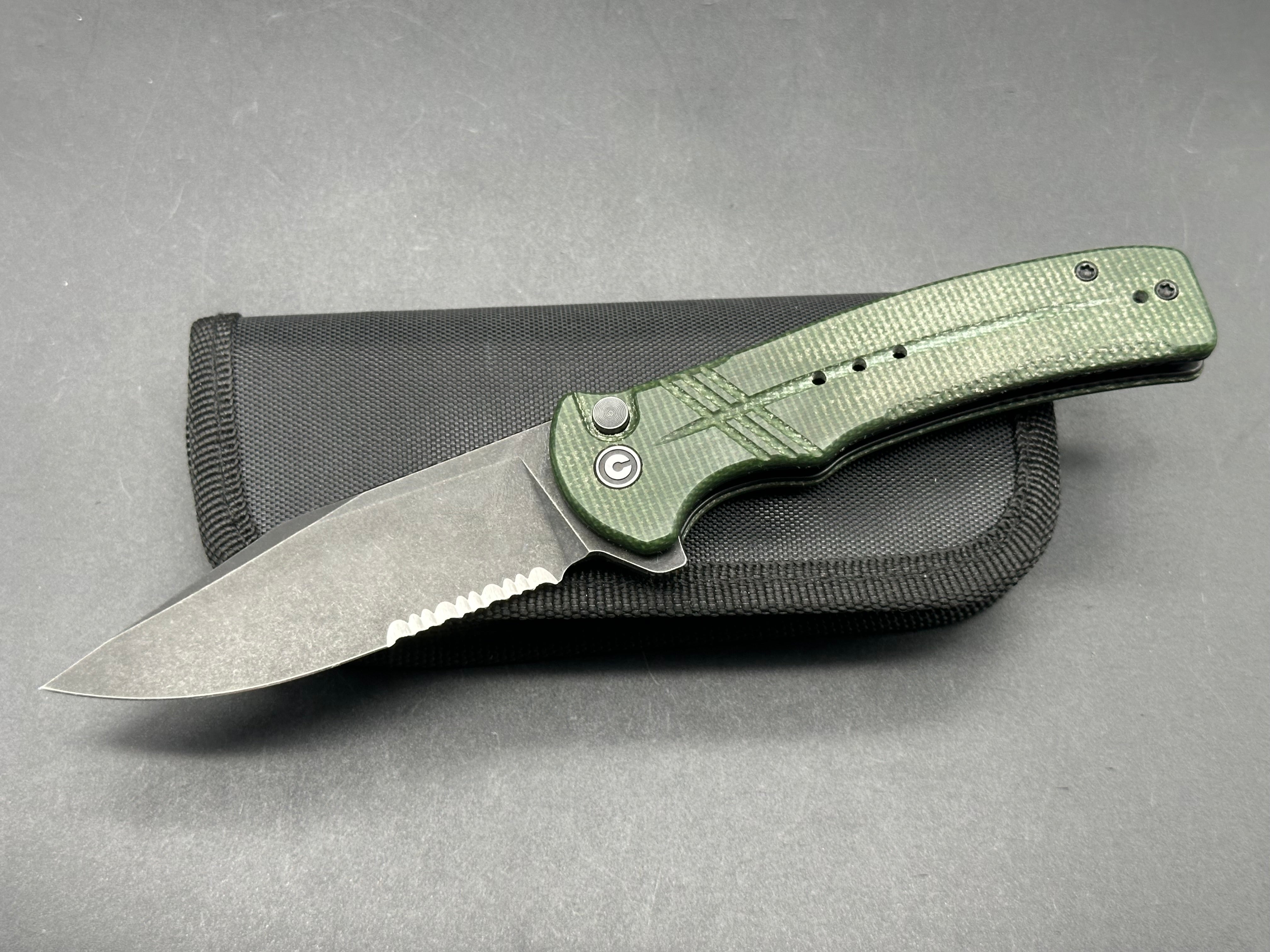 Civivi Cogent Folding Pocket Knife with Green Micarta Handle - EDC, Camping, Outdoor Survival Gear
