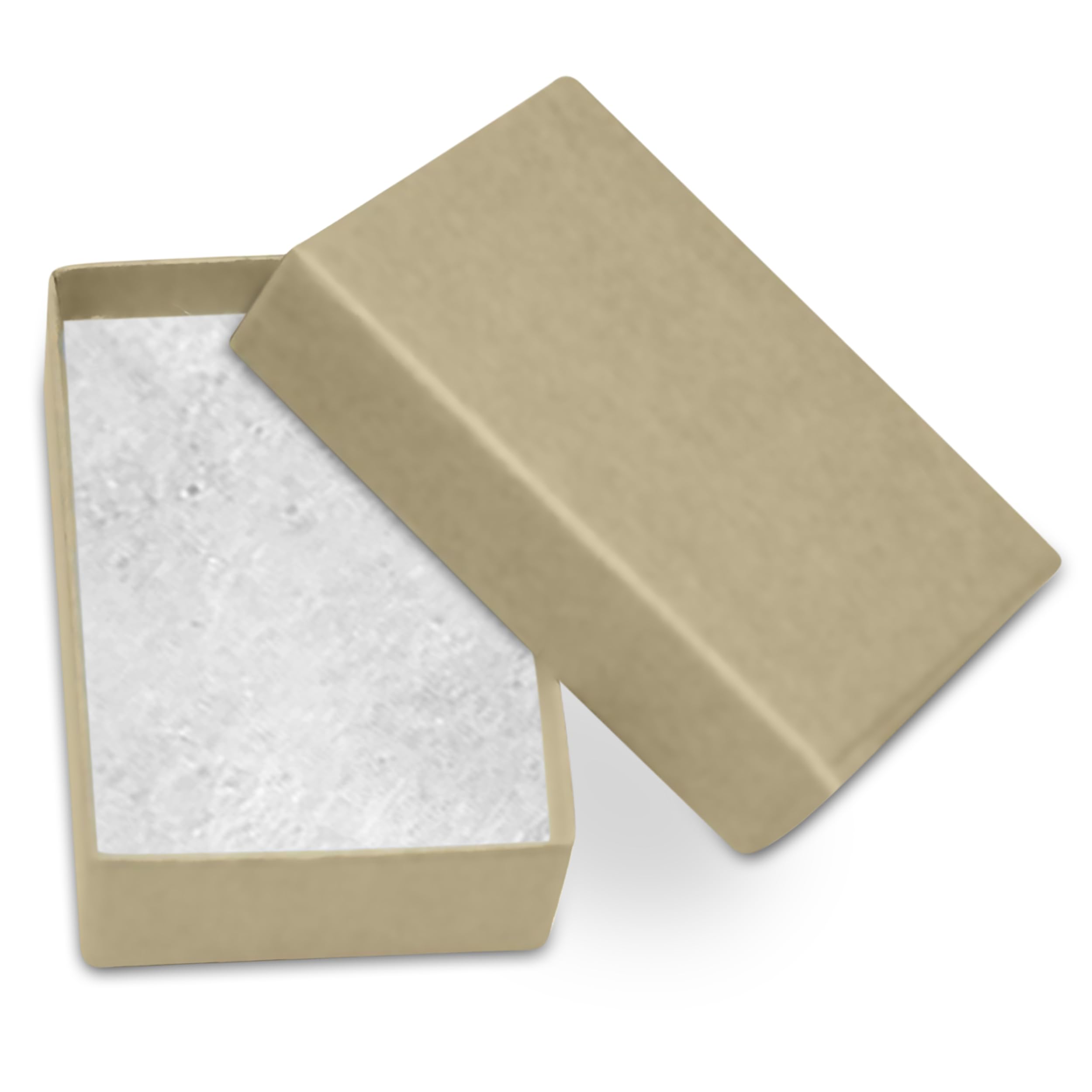25 Pack Kraft Jewelry Gift Boxes 2.5x1.62x1 Inch - Cotton Filled Cardboard Jewelry Storage Box with Lid - Made in USA - Perfect for Bracelets, Necklaces, Rings & Earrings - Great for Gifting, Wedding Favors & Retail Display