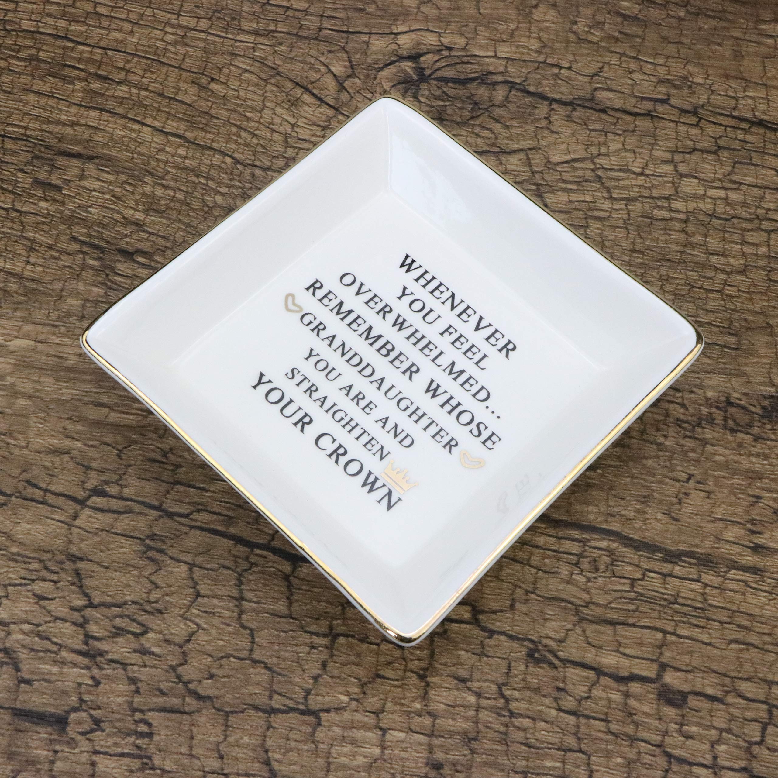 JoycuFF Inspirational Marble Ceramic Jewelry Dish - Elegant Ring & Earring Tray for Women | Perfect Granddaughter Gift for Christmas, Birthday & Special Occasions | Stylish Home Decor & Vanity Organizer