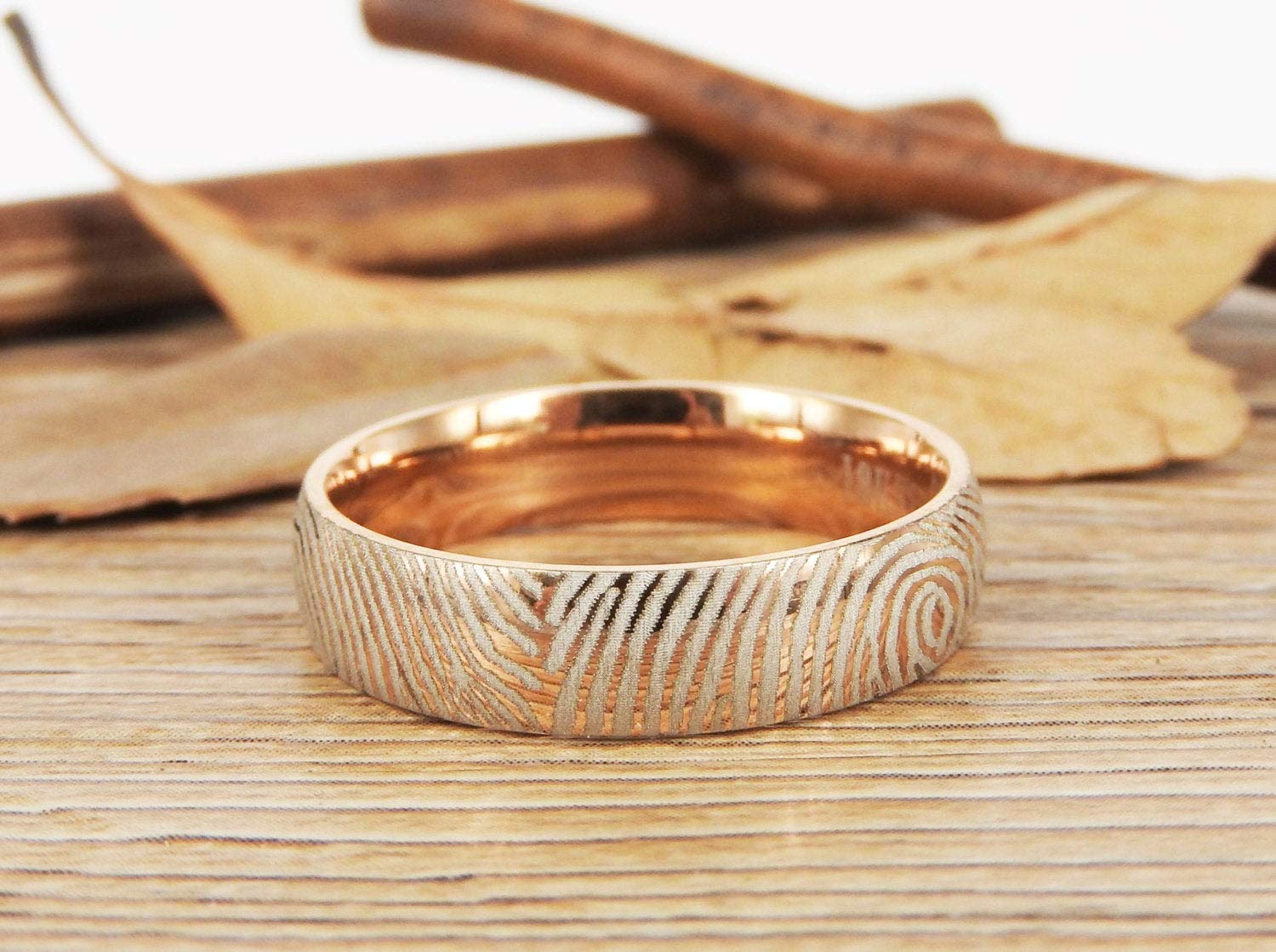 Personalized Fingerprint Rings for Men & Women - Custom Family & Friendship Rings - Rose Gold Titanium Wedding Band (6mm) - Unique Father's Day Gift & Anniversary Present - Perfect for Couples, Engagements & Special Occasions