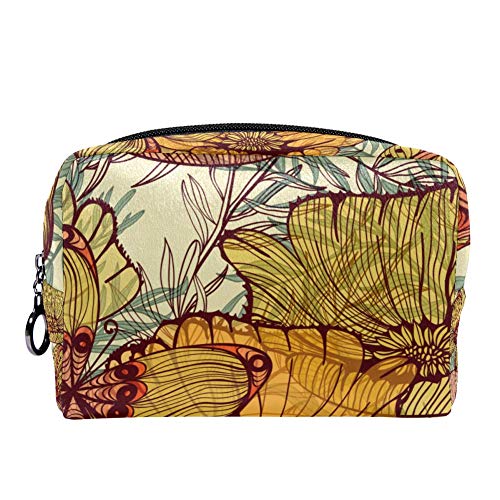 Barberton Daisy Print Makeup Pouch - Waterproof Cosmetic Bag Travel Organizer for Toiletries, Brushes & Makeup Tools | Perfect for Travel, Gym & Daily Use