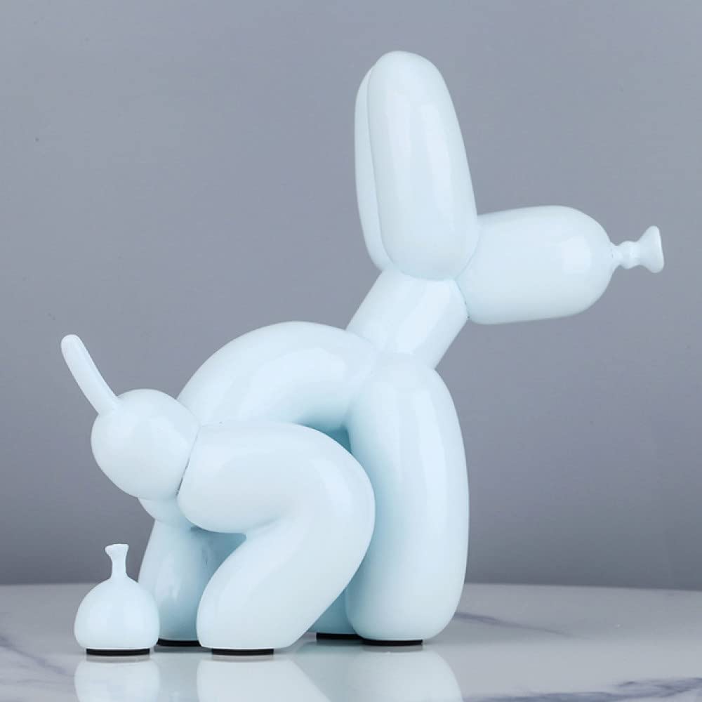 Creative Poop Balloon Dog Statue - Modern Nordic Style Resin Animal Sculpture for Home & Office Decor - Cute Blue Desktop Ornament (22cm) - Perfect for Gifts, Party Decorations & Art Collectors