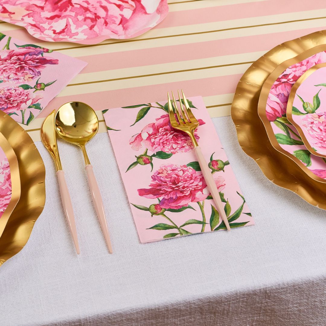 Premium Pink Peonies Guest Towels - 20 Pack | Elegant Floral Design for Bathroom, Kitchen & Party Decor