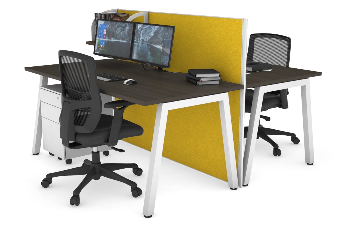 Horizon Quadro 2-Person Office Workstation Bench with A-Legs - 1200L x 800W Dimensions, Cable Management Scallop - Perfect for Shared Workspaces & Collaborative Office Environments