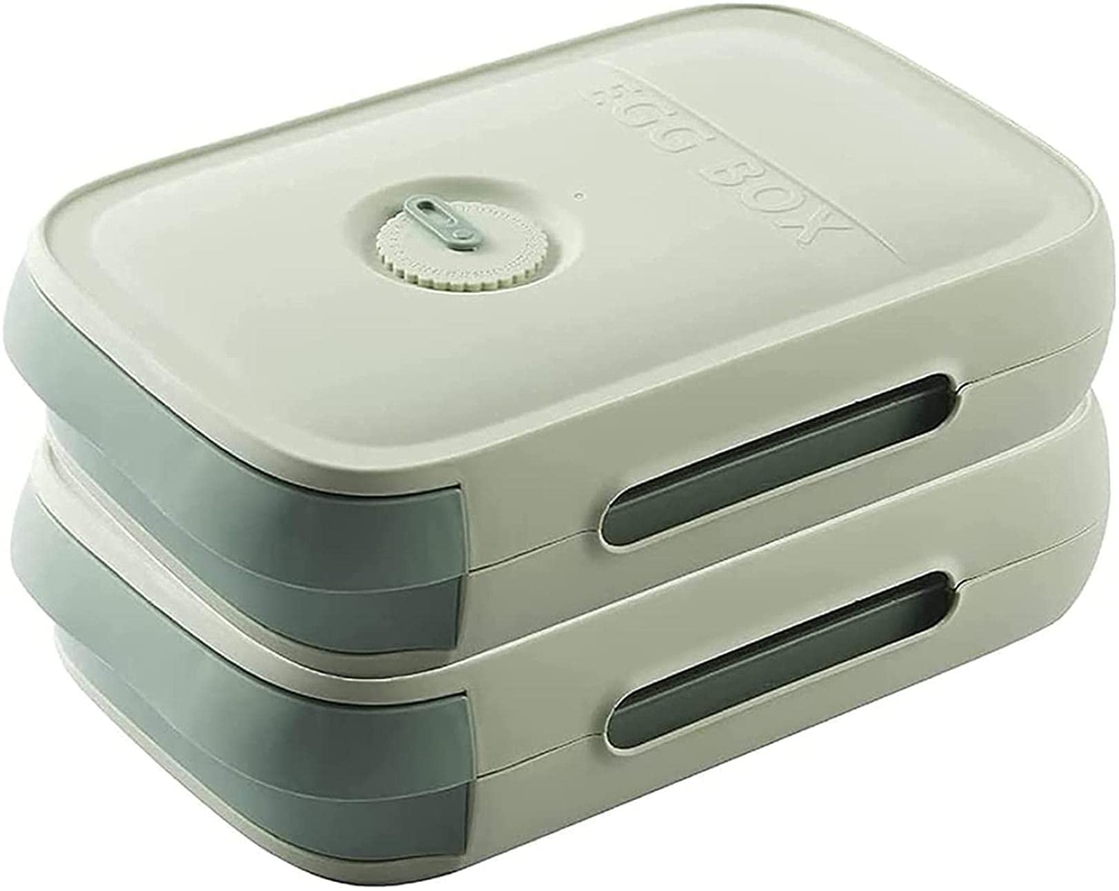 Fresh Egg Storage Box with Drawer Design - Refrigerator Egg Holder Container with Date Reminder & Breathable Holes - Kitchen Storage Organizer for Eggs (2 Green) - Perfect for Fridge Organization & Farm Fresh Egg Storage