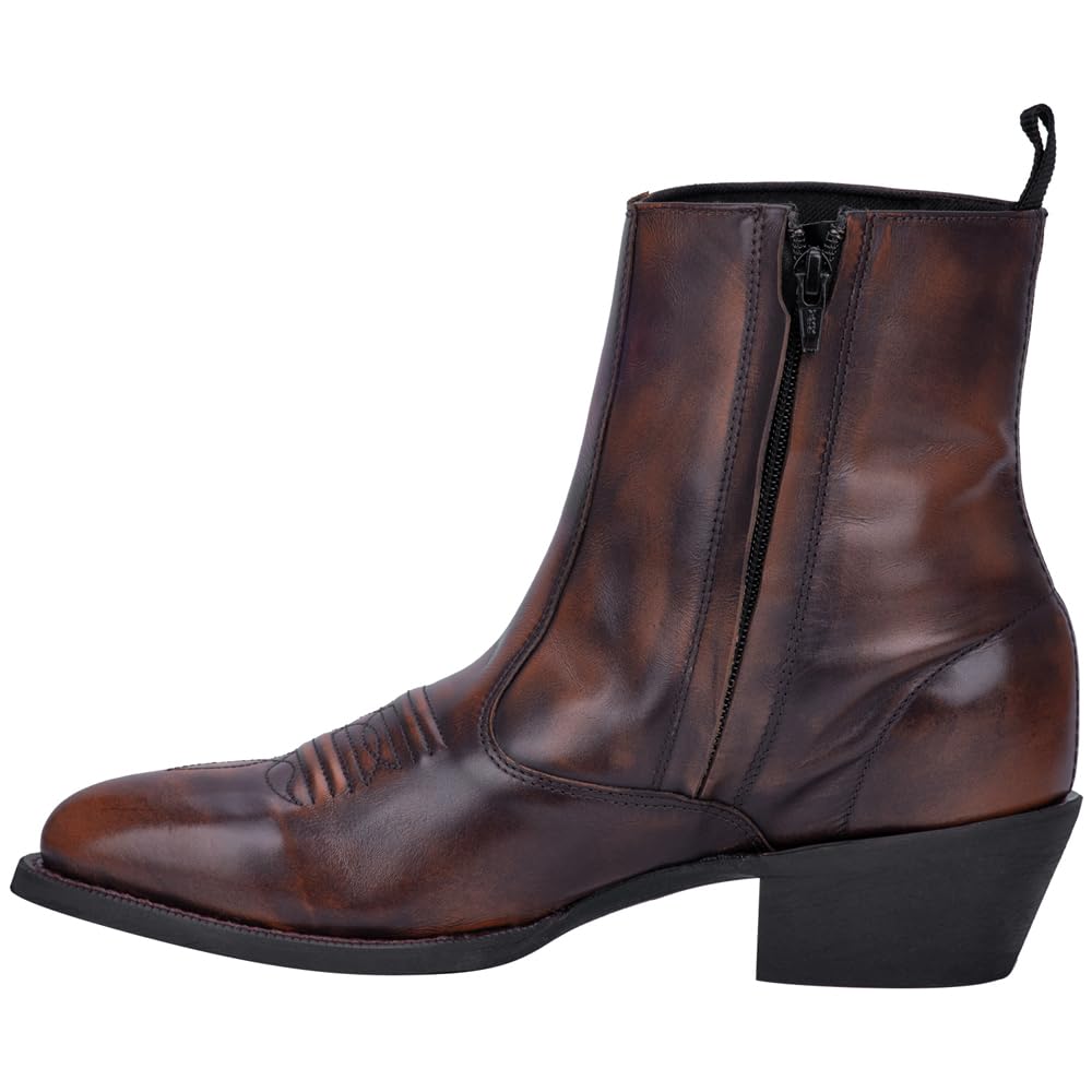 Laredo Men's Fletcher Pointed Toe Casual Ankle Boots - Brown Leather Western Style for Everyday Wear & Outdoor Activities