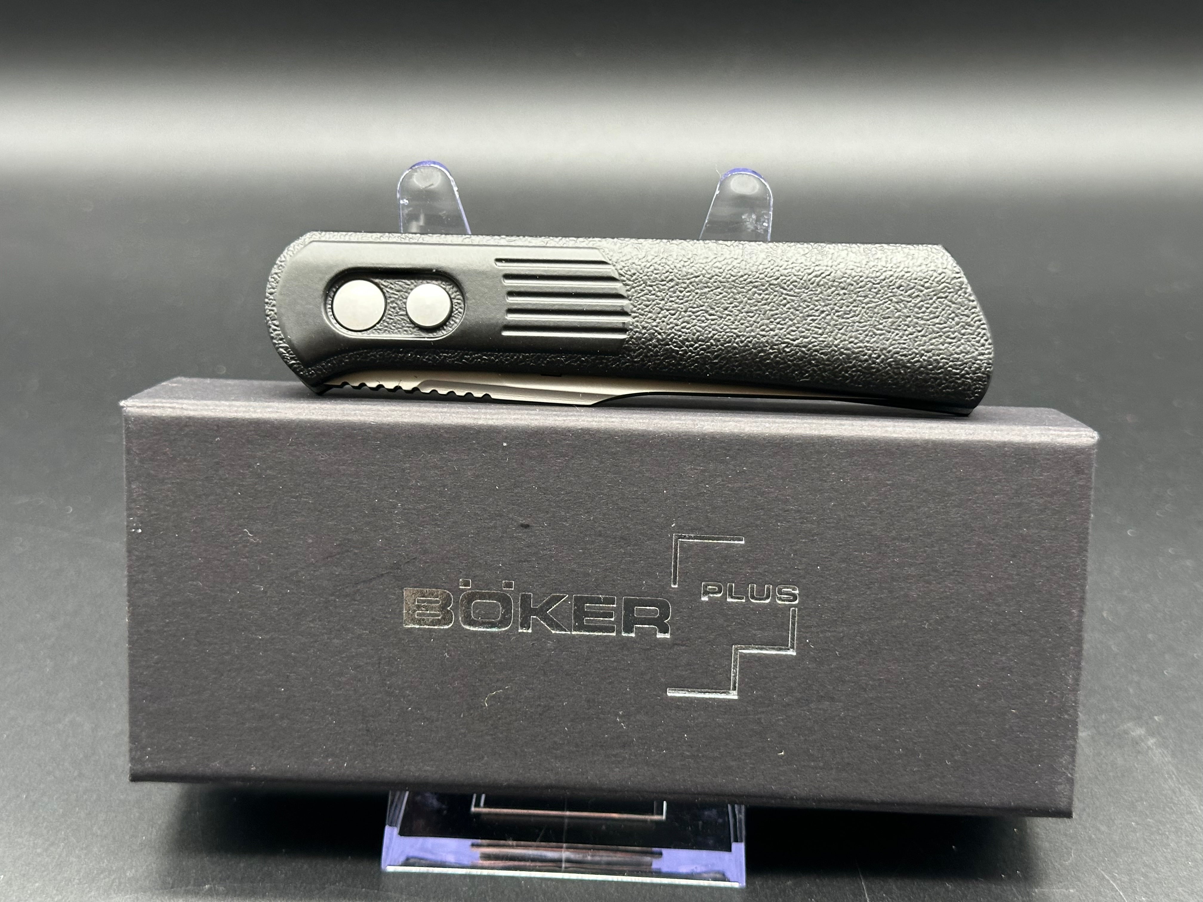 Boker Lundquist Alluvial Automatic Knife - Black 3 Bead Blast Finish - EDC Pocket Knife for Outdoor, Camping & Everyday Carry