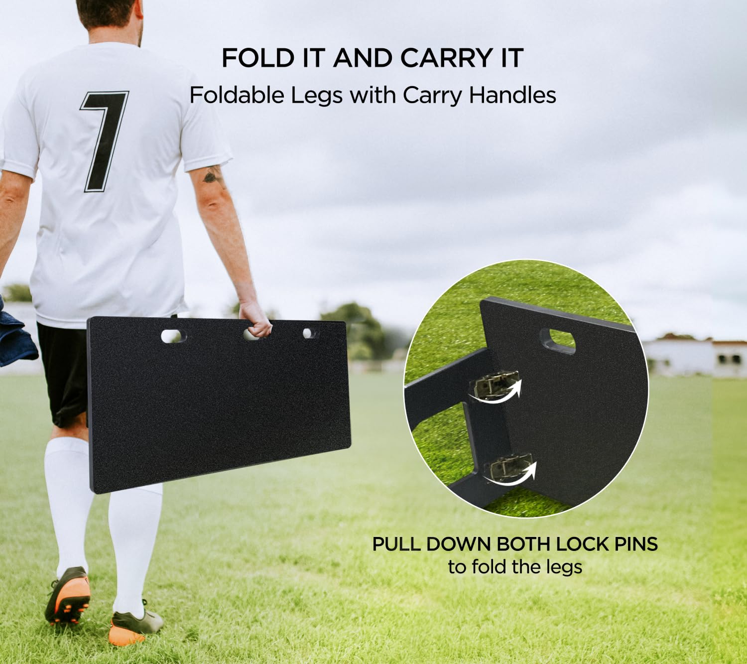 Best Soccer Rebounder Board - Adjustable 2-Angle Kickback Trainer for Passing & Bounce Drills | Perfect for Solo Practice, Team Training & Backyard Soccer Games