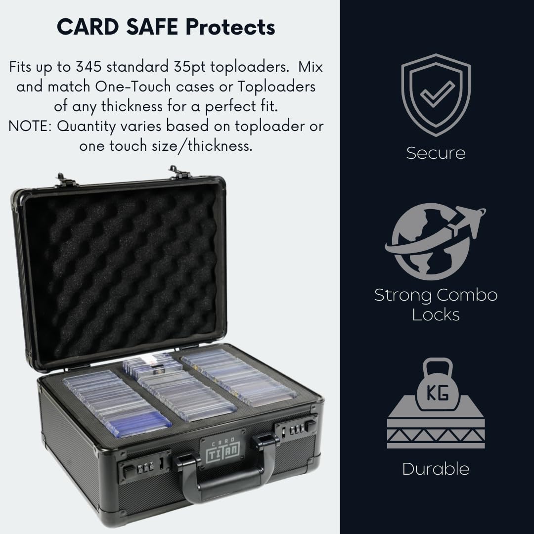 Premium Lockable Trading Card Case - Holds 345 Top Loaders - Laser Cut Foam Interior for Sports Cards - Secure Storage for Collectors