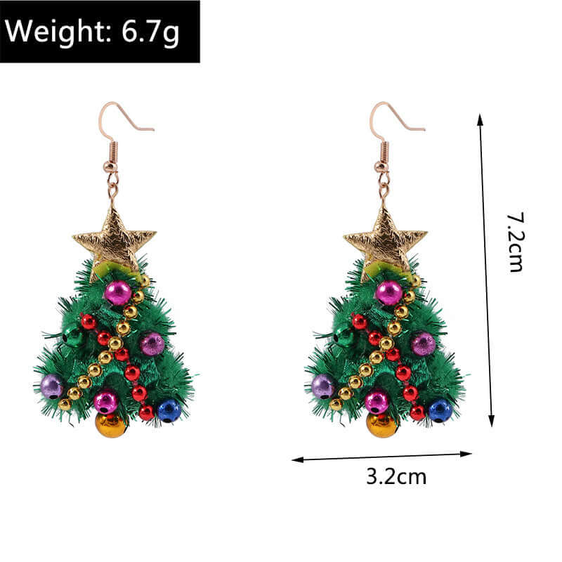 Whimsical Color Bead Christmas Wreath Drop Earrings | Handwoven Bohemian Dangle Earrings for Women | Perfect for Holiday Parties, Festive Gatherings & Gift Giving