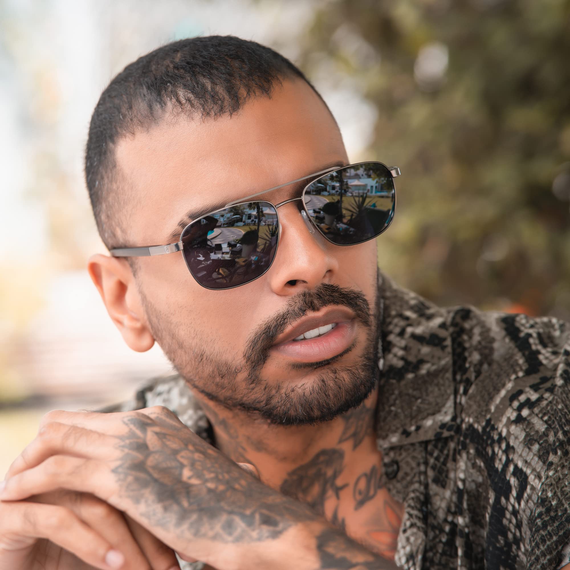ZENOTTIC Polarized Aviator Sunglasses for Men - 100% UV Protection, Lightweight Wood Frame - Perfect for Fishing, Driving, Golf & Outdoor Activities