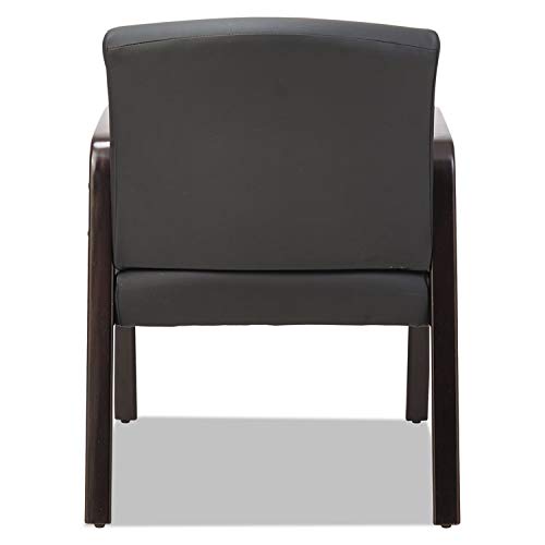 Alera RL4319E Reception Lounge Series Guest Chair - Espresso/Black Leather - Comfortable Office Waiting Room Chair for Reception Areas, Lobbies & Guest Seating