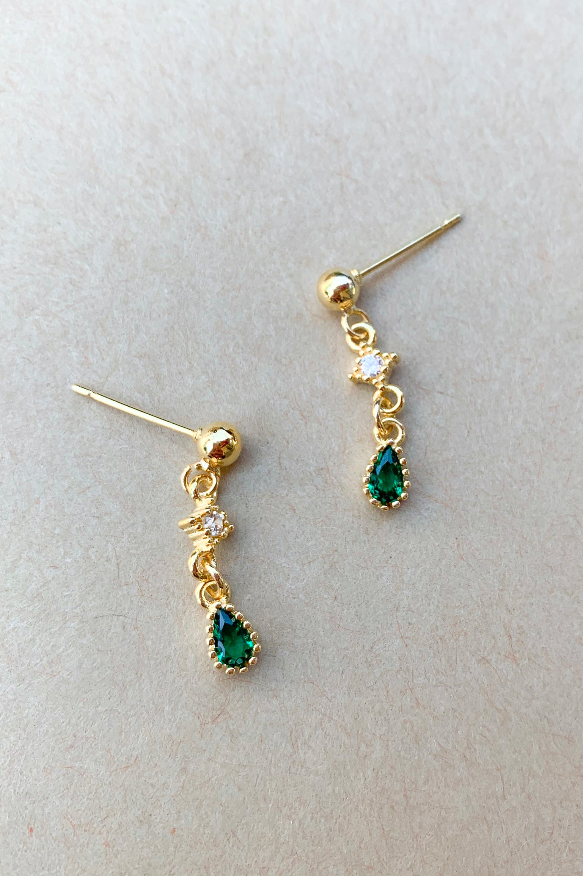 14K Gold Plated Tiny Green Natural Stone Stud Earrings for Women – Elegant Bridal Party Gifts, Wedding Jewelry, Birthday Present & Everyday Wear