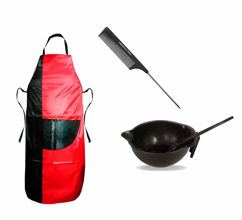 Utkarsh Professional Hair Dye Kit - Includes Mixing Bowl, Brush, Plastic Comb (06700), Cutting Sheet & Makeup Apron - Perfect for Salon Stylists & Home Hair Coloring