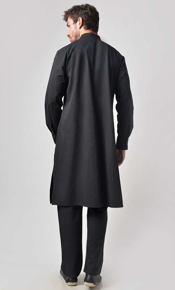 Men's Casual Button Down Cotton Tunic Set - Breathable & Comfortable Long Sleeve Shirt with Pants - Perfect for Work, Travel & Everyday Wear