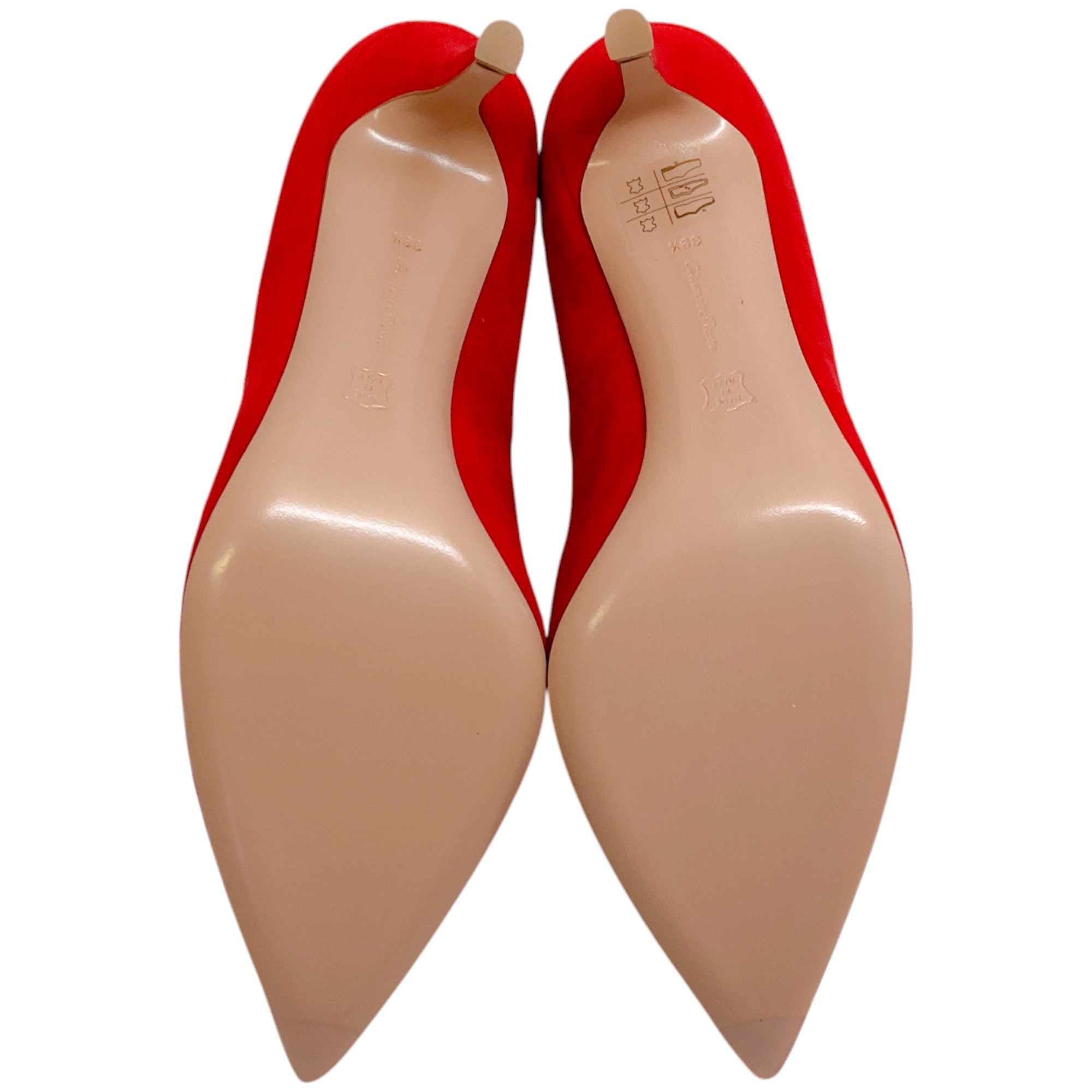 Gianvito Rossi Tabasco Red Suede Ellipsis 85mm Pumps - Women's Luxury High Heels for Parties, Weddings & Evening Events