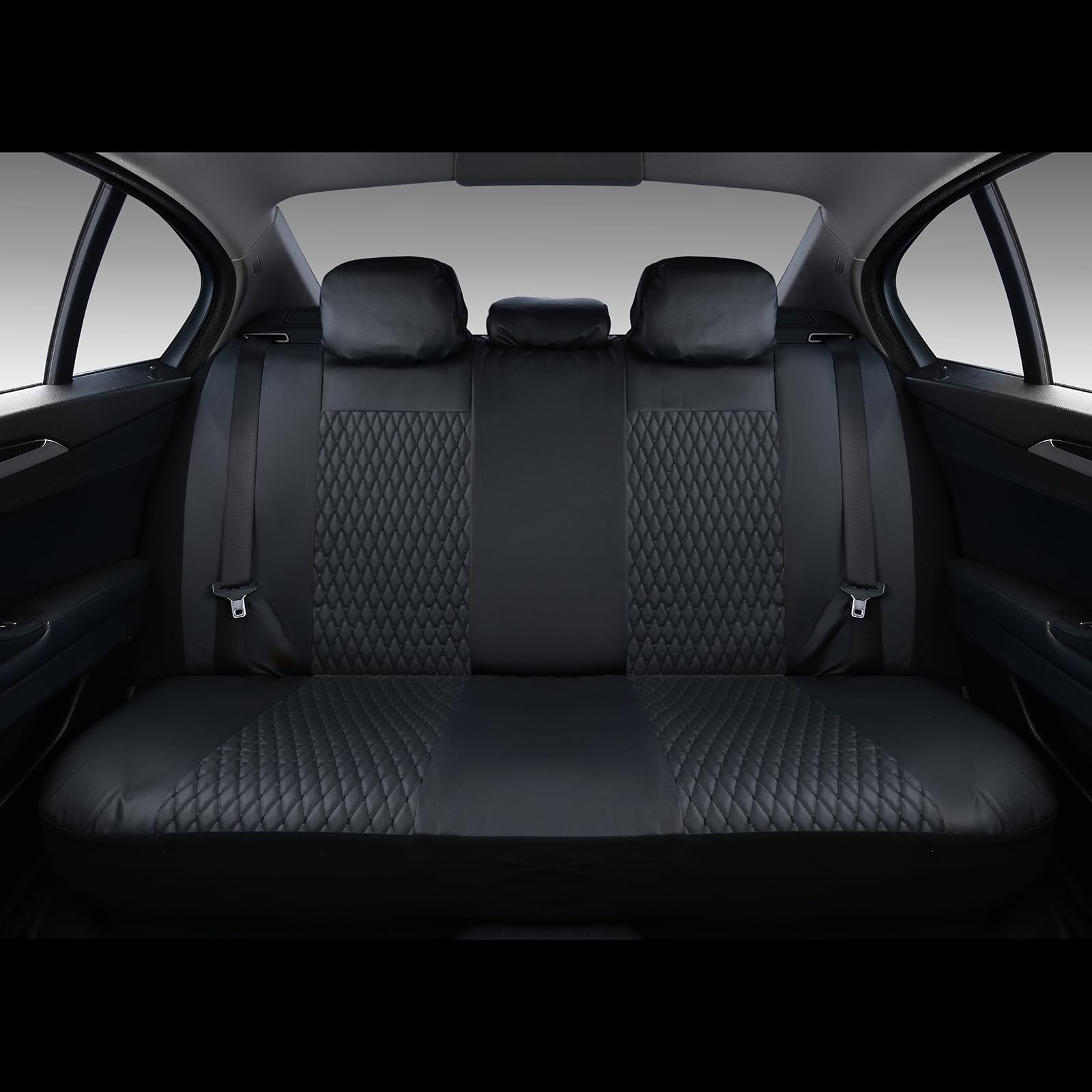 Universal 11-Piece PVC Car Seat Covers Full Set - Front & Rear Seat Protectors for Most Vehicles | Waterproof, Durable & Easy to Clean | Perfect for Daily Commute, Road Trips & Pet Protection (Black)