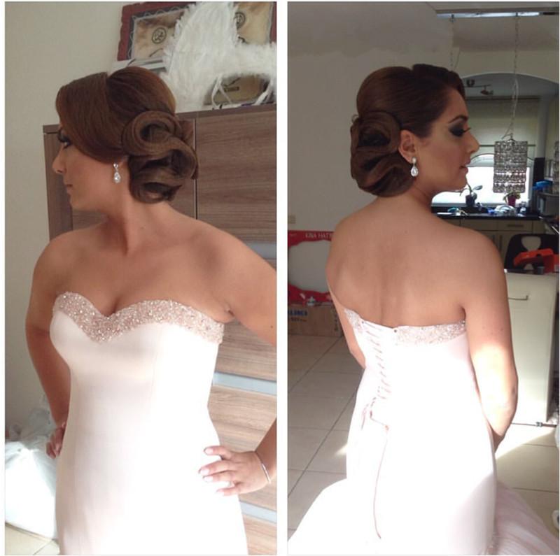 Sweetheart Neckline Beaded Corset Satin Mermaid Wedding Dress - Elegant Bridal Gown for Beach, Church & Formal Ceremonies