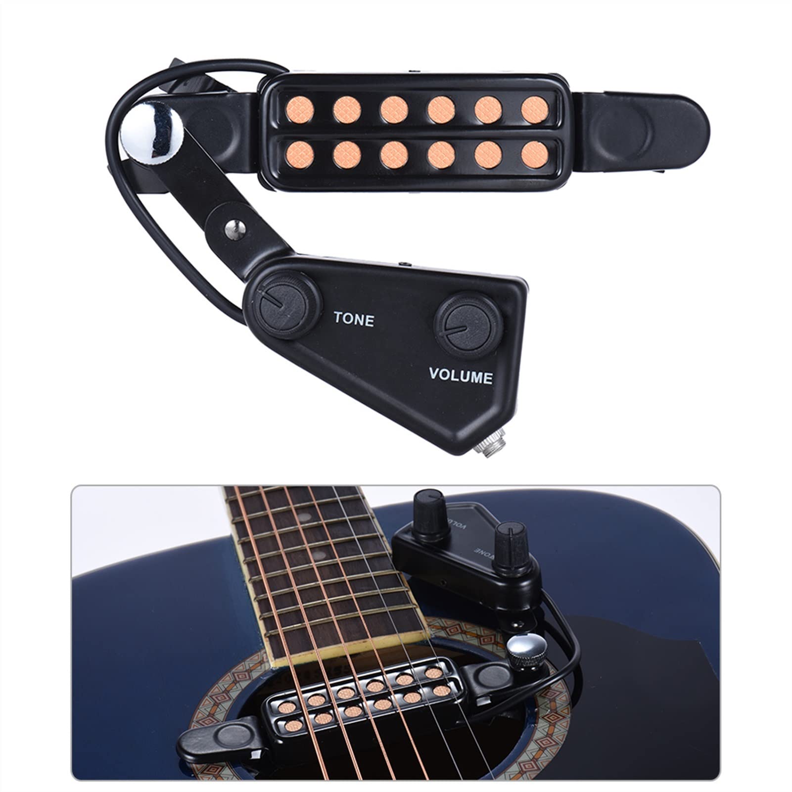Professional 12-Hole Magnetic Sound Hole Pickup for Acoustic Guitar - Clip-On Transducer for Clear Amplified Sound - Perfect for Live Performances, Recording Studios & Busking