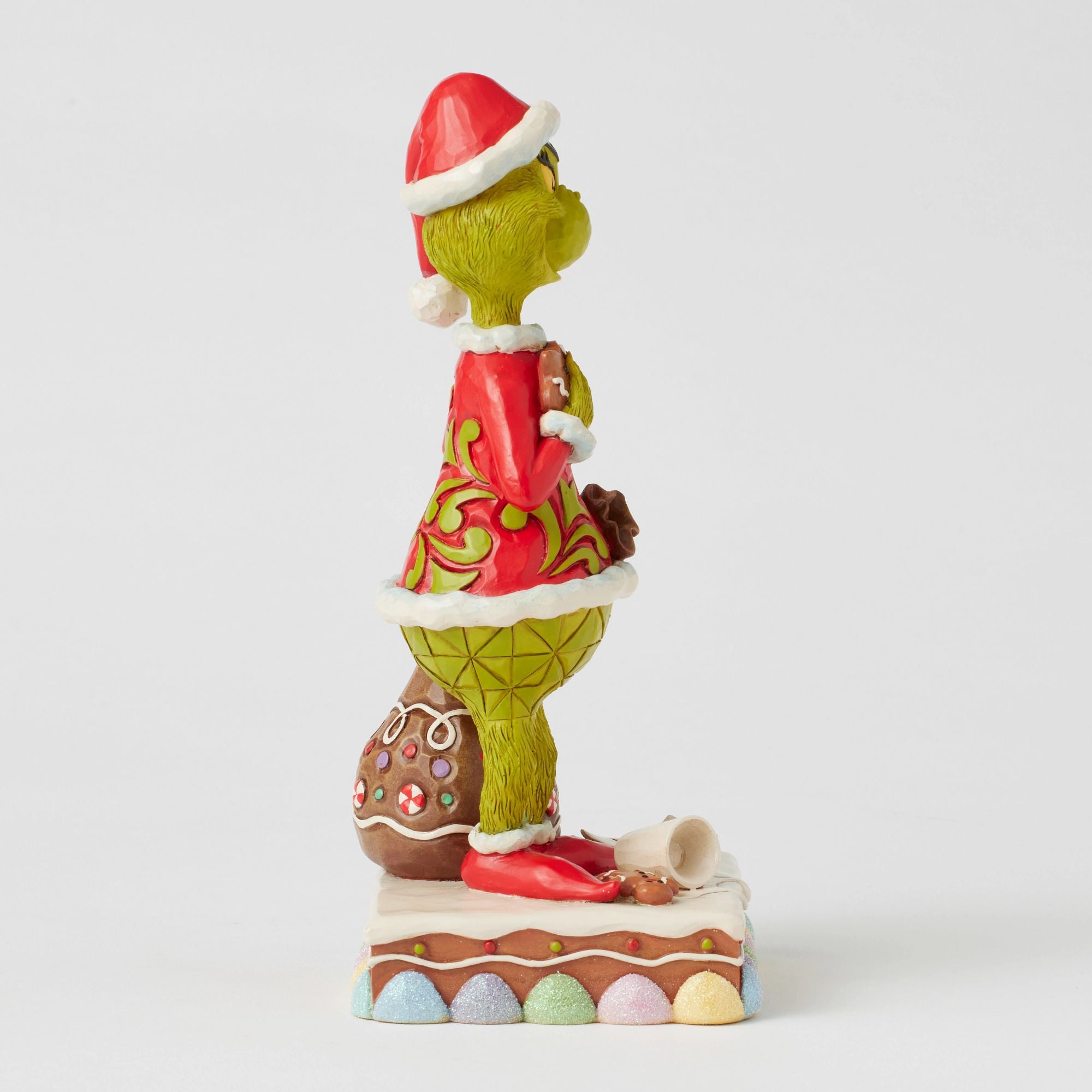 Grinch Eating Gingerbread Figurine - Christmas Decor, Holiday Home Decoration, Festive Party Centerpiece - Perfect for Tree Ornaments, Gift Exchange & Themed Parties