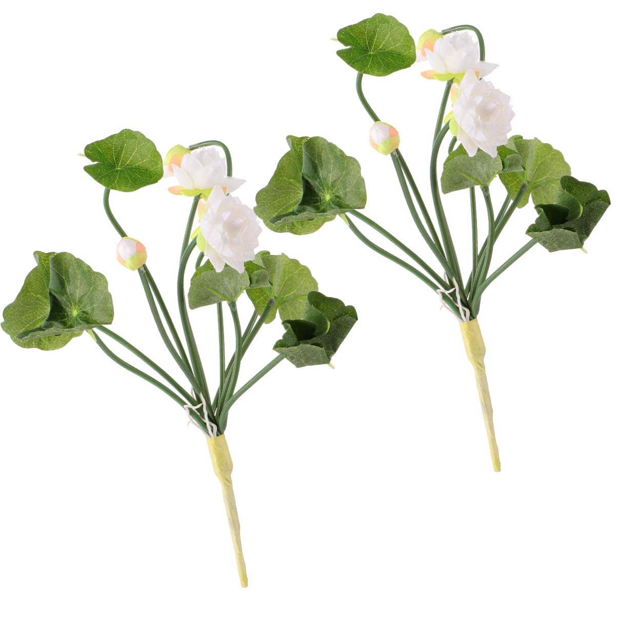 Bestoyard 2 Pack Artificial Lotus Flowers - Realistic Water Lily Plants with Greenery Stems, Fake Floral Arrangement for Home Decor, Wedding Centerpieces, Party Table Decorations (White) - Perfect for Indoor Vases, Bathroom Decor & Zen Garden Accents