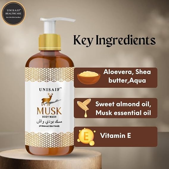 Premium Musk Scented Body Wash for Men - Hydrating & Refreshing Shower Gel for Daily Use - Ideal for Gym, Workout & Post-Sports Cleansing