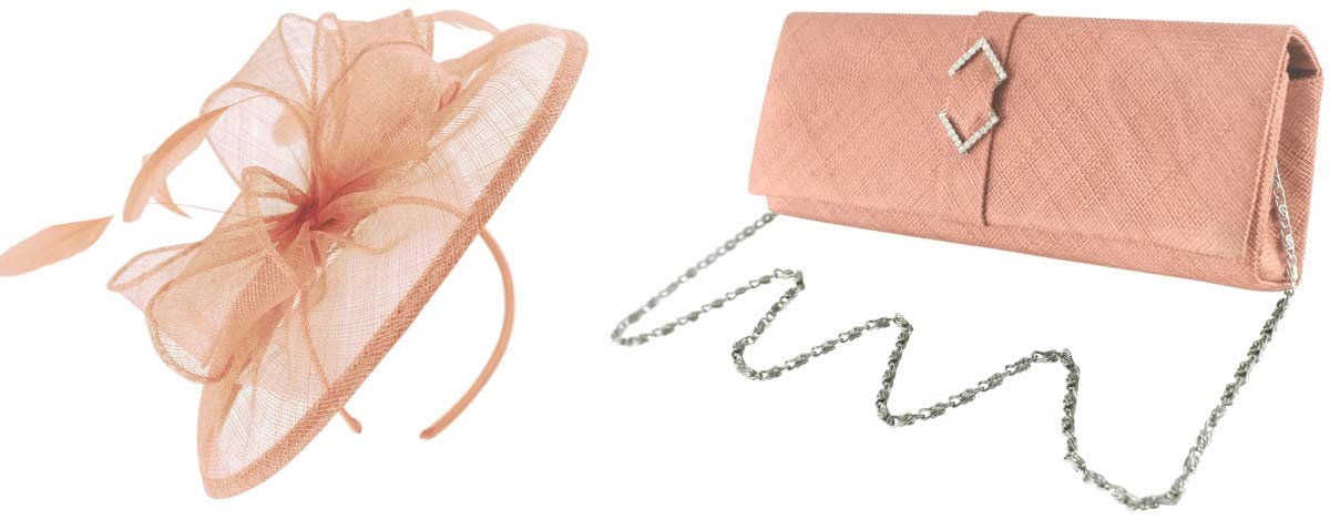 Elegant Sinamay Disc Headpiece & Matching Bag Set - Failsworth Millinery Wedding Hair Accessories Bundle (2-Piece) | Perfect for Bridal, Prom & Special Occasions