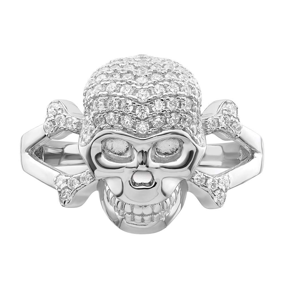 925 Sterling Silver Cubic Zirconia Skull Ring for Women - Gothic Punk Jewelry Gift for Her - Perfect for Halloween, Rock Concerts & Edgy Fashion