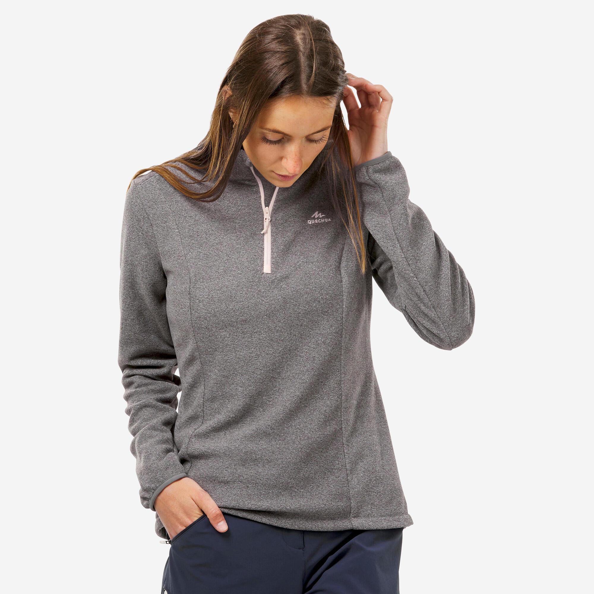 Quechua Women's MH100 Lightweight Fleece Jacket for Hiking, Camping & Outdoor Activities - Warm & Breathable Midlayer