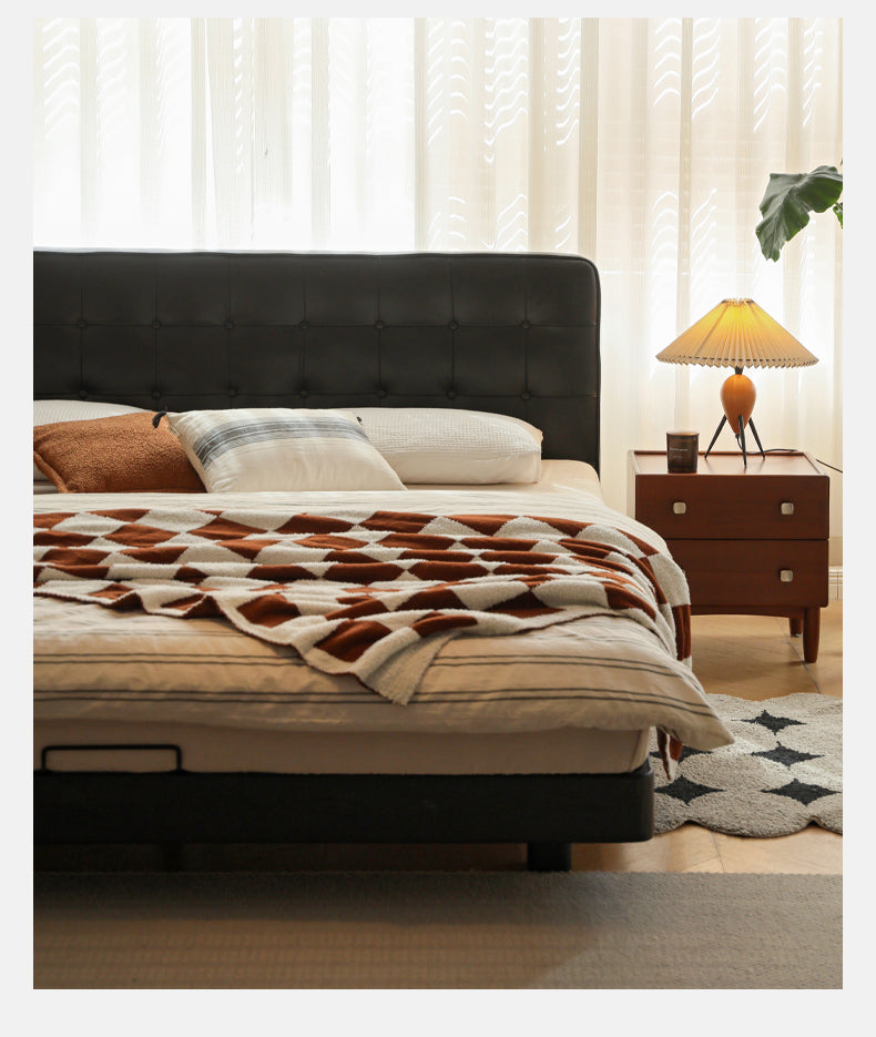 Premium Black Leather Suspension Bed - Luxurious & Durable for Bedroom, Guest Room, or Dorm - Enhances Comfort & Style