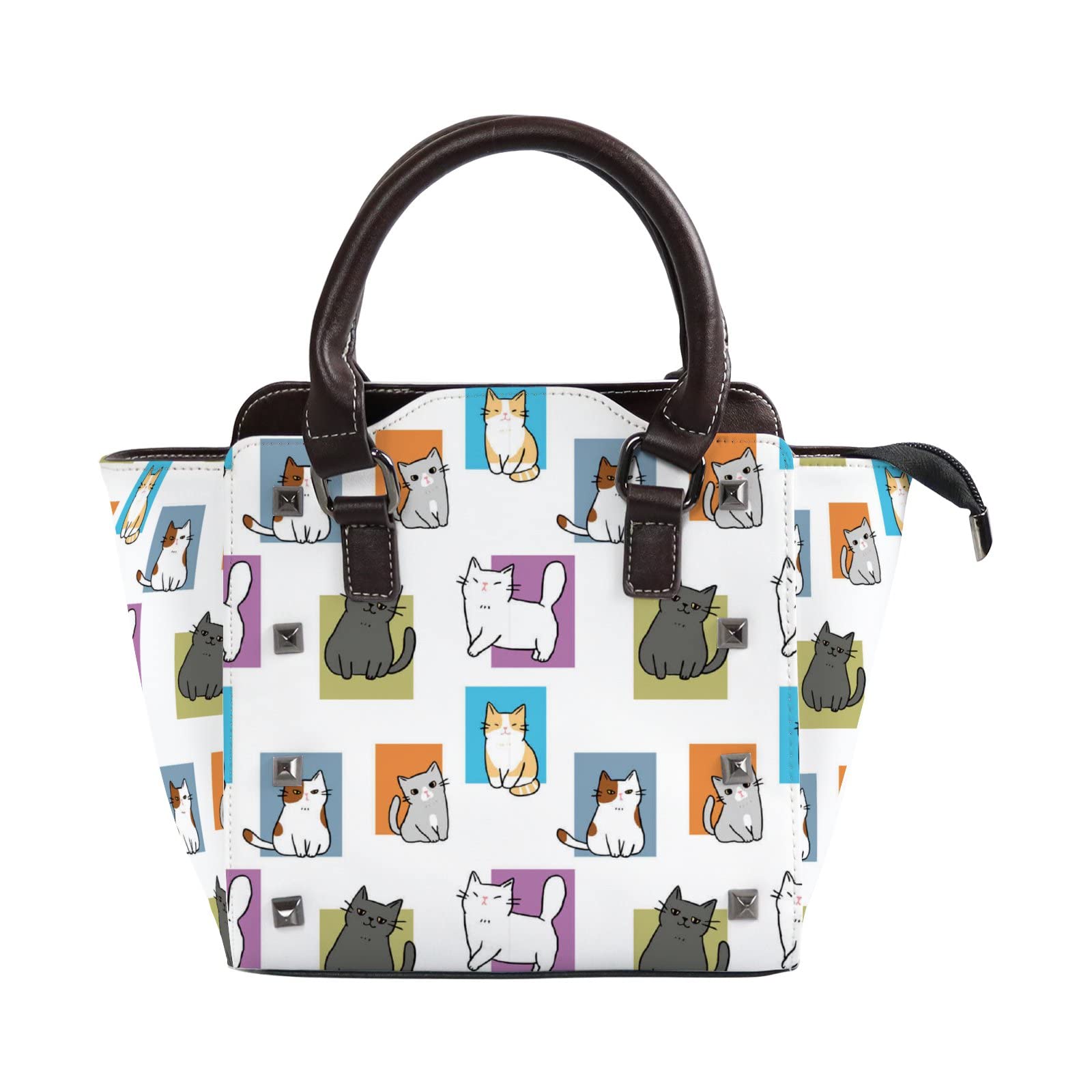 Stylish PU Leather Women's Shoulder Bag with Rivets & Panda Print - Fashionable Crossbody Satchel for Daily Use, Work, and Travel