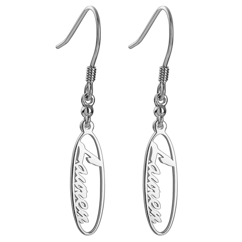 Personalized Oval Name Dangle Earrings - Custom Engraved Jewelry Gift for Women, Birthday, Anniversary, Wedding | Elegant Everyday Wear & Special Occasion Accessory