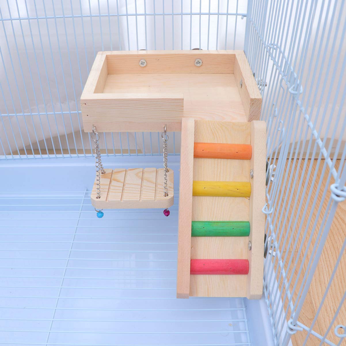Balacoo 1 Set Parrot Toys - Chewable Swing, Ladder & Play Set for Birds - Durable Pet Accessories for Parakeets, Cockatiels & Small Birds - Perfect for Cage Enrichment & Playtime