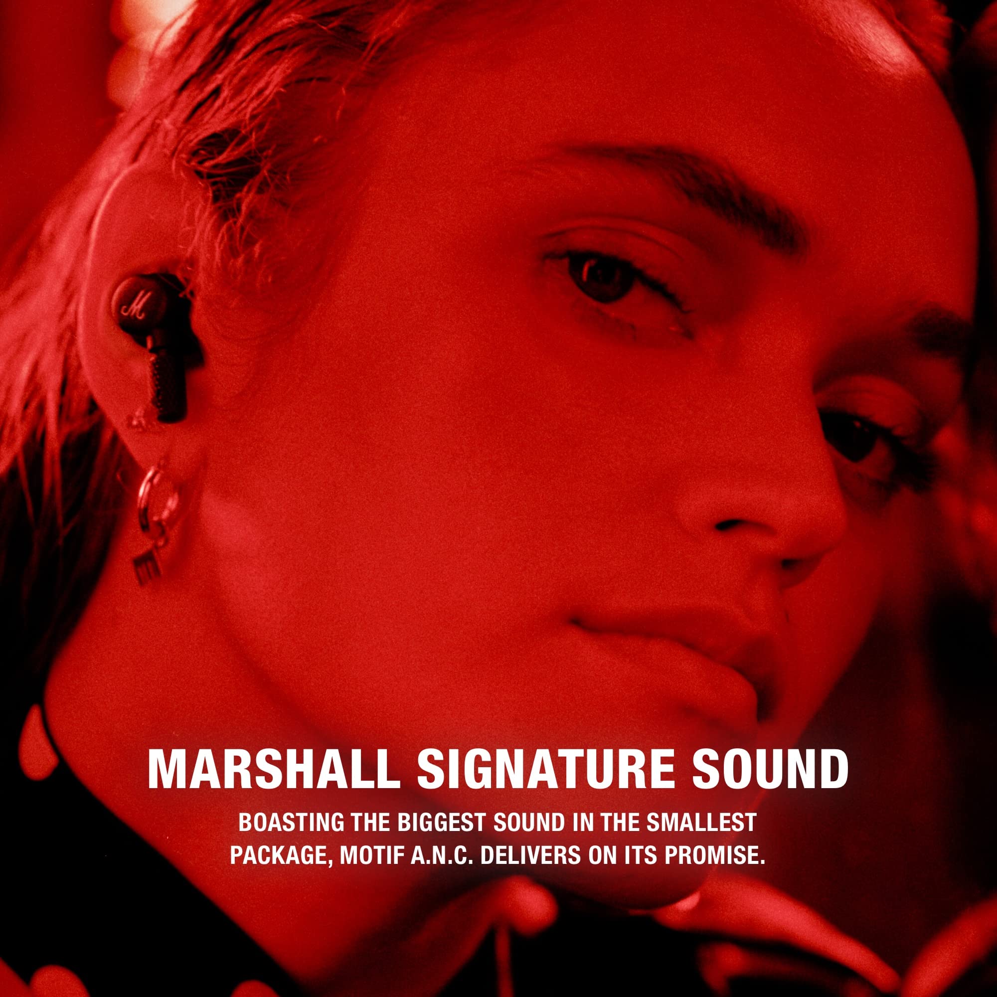 Marshall Motif True Wireless Noise Canceling Headphones - Bluetooth Earbuds with Active Noise Cancellation, 30H Playtime, IPX5 Waterproof, Comfort Fit for Gym, Running & Travel (Black)