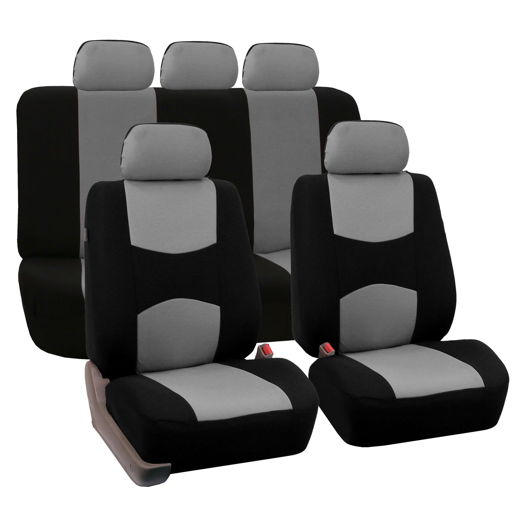 FH Group FB051GRAY115 Universal Fit Rear Split Flat Cloth Car Seat Covers - Gray Full Set for Most Cars, SUVs & Trucks | Airbag Compatible | Durable & Comfortable for Daily Commute, Road Trips & Family Travel