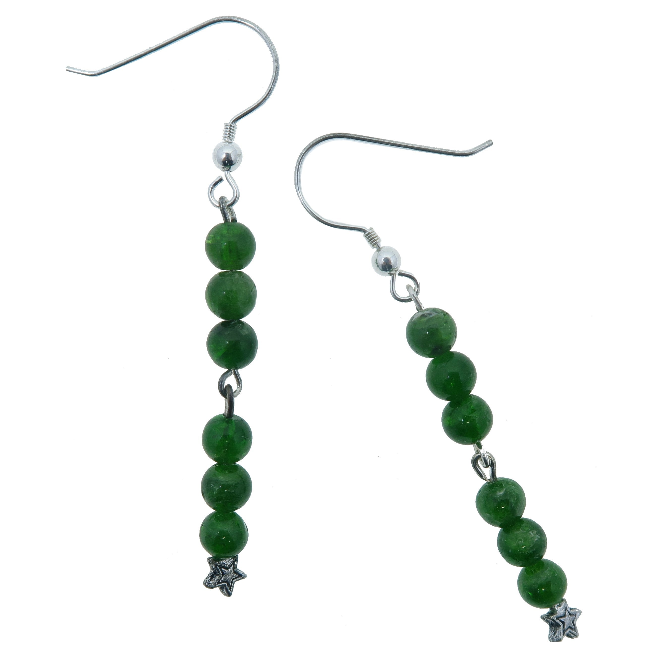 Diopside Earrings | Green Gemstone Dangle Earrings in Sterling Silver | Perfect for Parties, Weddings & Evening Events