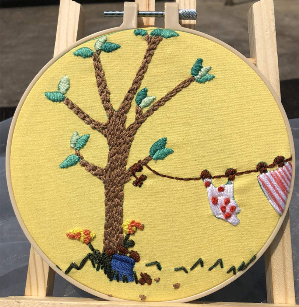 Abillyn 3 Pack Tree Embroidery Starter Kit - Cross Stitch Kits with Printed Patterns & Pre-Stamped Fabric for Beginners (Perfect for DIY Home Decor, Gifts & Craft Projects)