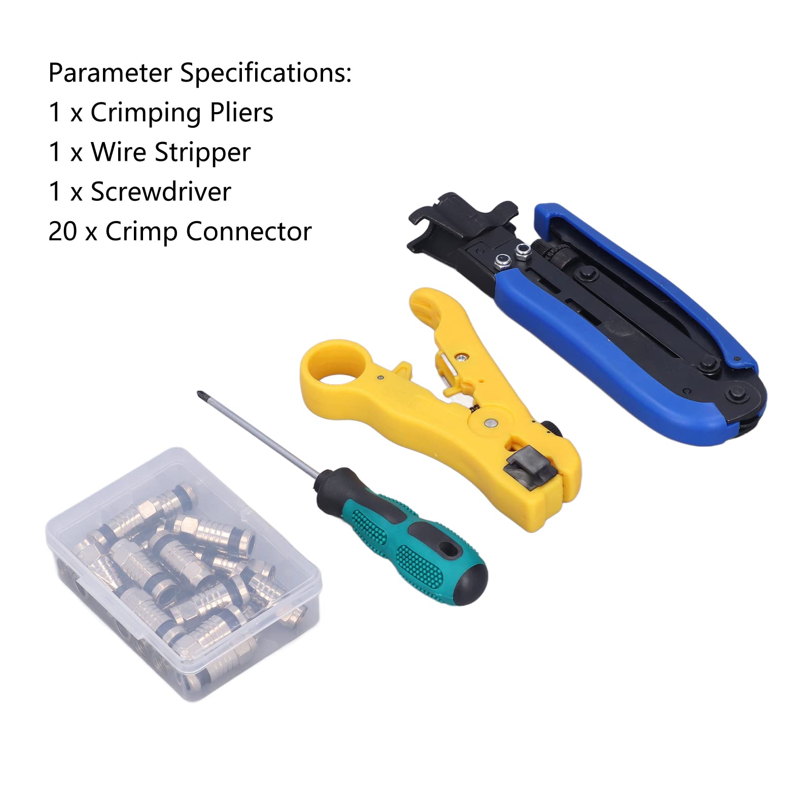 Professional Coax Cable Crimper Kit - Multifunctional Network Tool for Stripping & Crimping - Ideal for Home, Office & Telecom Installations